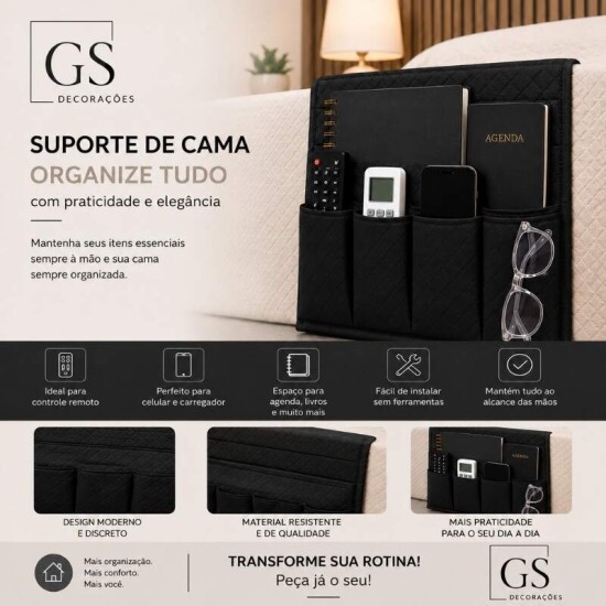 Suporte de Cama Corino Preto