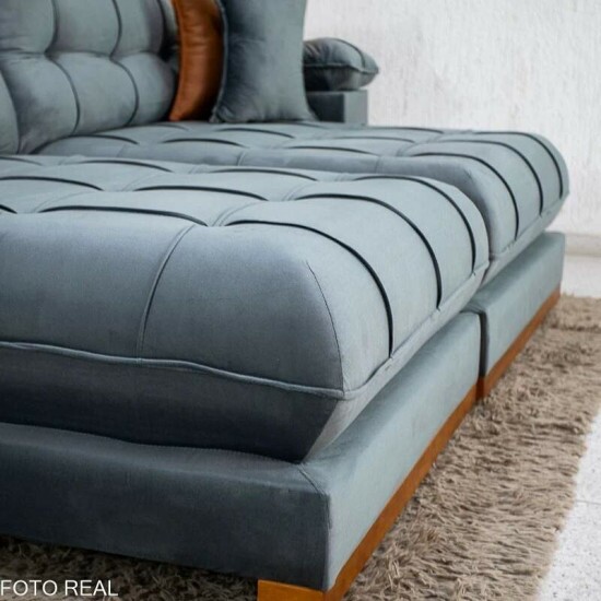 Sof� Retr�til Reclin�vel Verona 2.30m Veludo Cinza - Molas Ensacadas