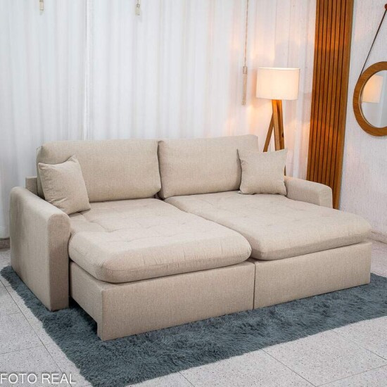 Sof� Retr�til Reclin�vel Guap� Larg. 2.27m Linho Bege 459