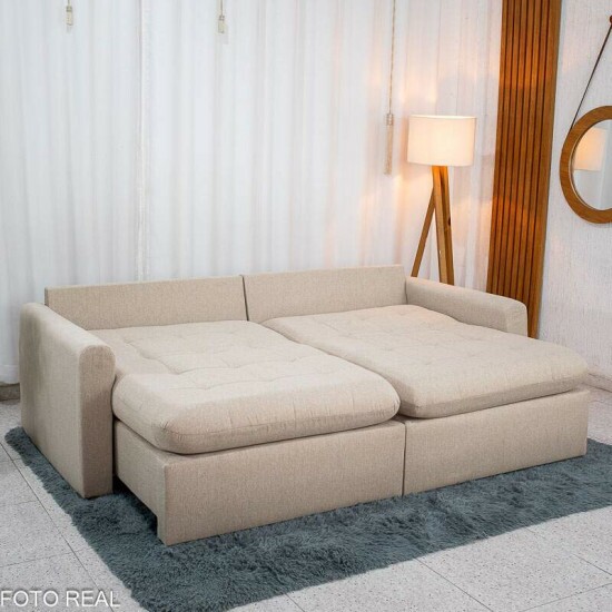 Sof� Retr�til Reclin�vel Guap� Larg. 2.27m Linho Bege 459