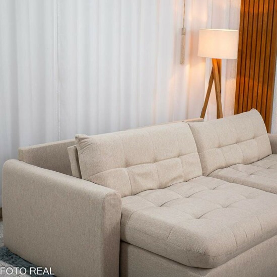 Sof� Retr�til Reclin�vel Guap� Larg. 2.27m Linho Bege 459