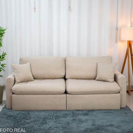 Sof� Retr�til Reclin�vel Guap� Larg. 2.27m Linho Bege 459