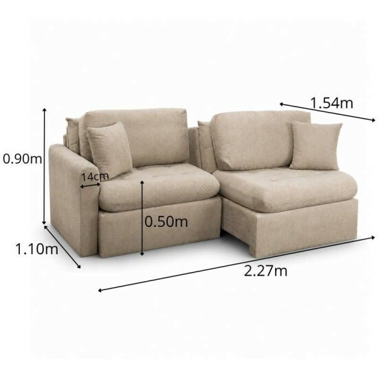 Sof� Retr�til Reclin�vel Guap� 2,27m Boucle Bege Escuro 431