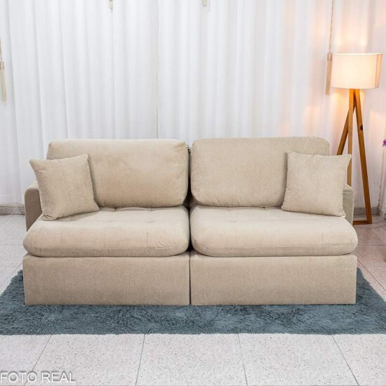 Sof� Retr�til Reclin�vel Guap� 2,27m Boucle Bege Escuro 431