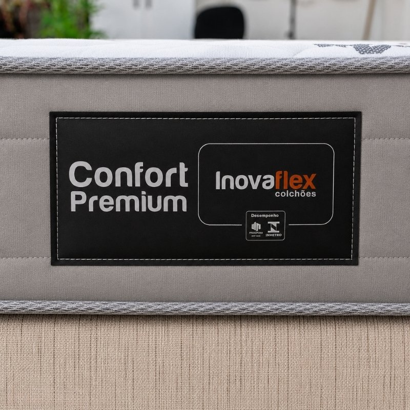 Colch�o Casal Ortop�dico Confort Premium Inovaflex + Base Box Ba� Casal Confort Linh�o Palha Blindado Issacar - 138x188x63