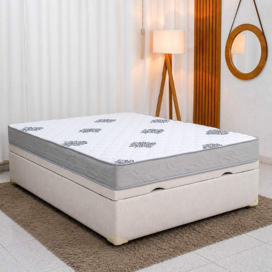 Colch�o Casal Ortop�dico Confort Premium Inovaflex + Base Box Ba� Casal Confort Linh�o Palha Blindado Issacar - 138x188x63