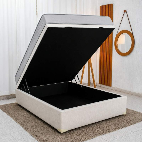 Colch�o Casal Ortop�dico Confort Premium Inovaflex + Base Box Ba� Casal Confort Linh�o Palha Blindado Issacar - 138x188x63