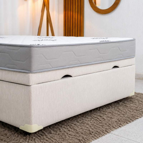 Colch�o Casal Ortop�dico Confort Premium Inovaflex + Base Box Ba� Casal Confort Linh�o Palha Blindado Issacar - 138x188x63