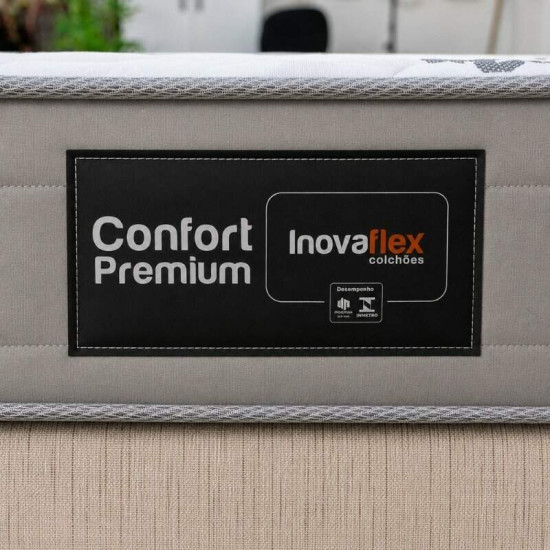 Colch�o Casal Ortop�dico Confort Premium Inovaflex + Base Box Ba� Casal Confort Linh�o Palha Blindado Issacar - 138x188x63