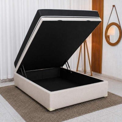 Colch�o Casal Classic Supreme Ortop�dico - Lestespuma + Base Box Ba� Casal Prime Confort Linh�o Palha Blindado Issacar 138x188x64 | Suporta at� 200kg