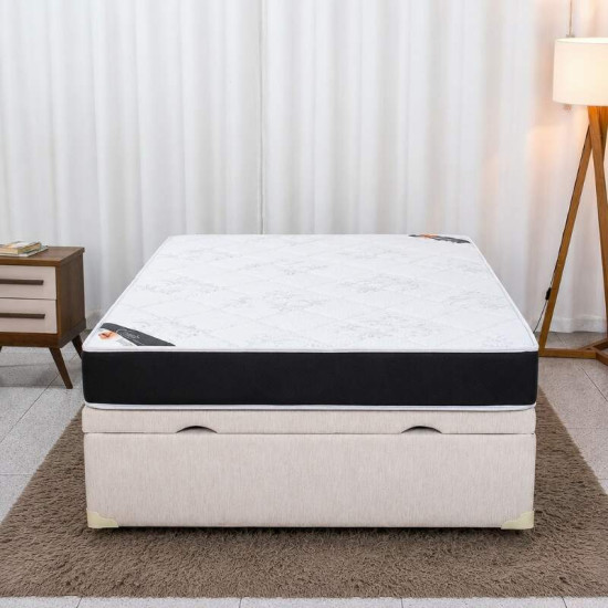 Colch�o Casal Ortop�dico Classic Supreme Lestespuma + Base Box Ba� Casal Confort Korino Palha Blindado Issacar - 138x188x64