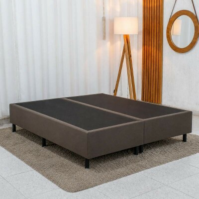 Base Box Casal Bipartida 138x188x37 Sued Marrom - Ortobel