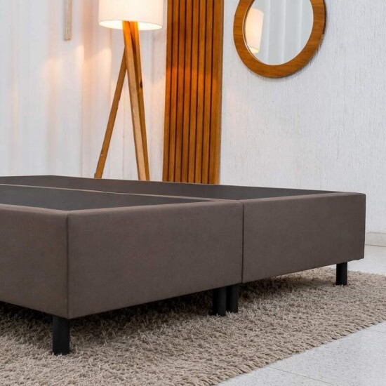Base Box Casal Bipartida 138x188x37 Sued Marrom - Ortobel