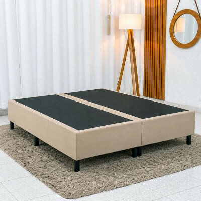 Base Box Casal Bipartida 138x188x37 Sued Bege - Ortobel