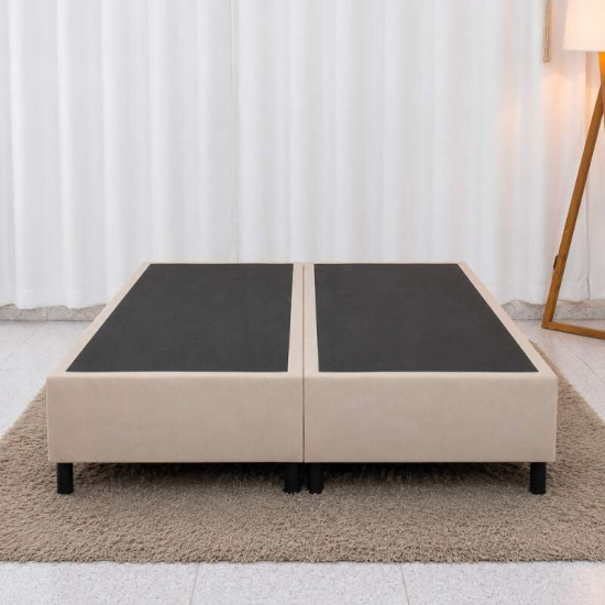 Base Box Casal Bipartida Sued Bege 138x188x37 cm - Ortobel