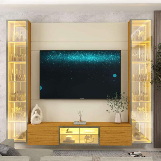 Home 2,30m Luminare Reflect Off White/Naturale com LED e Espelho para TV at� 70\" - Gelius