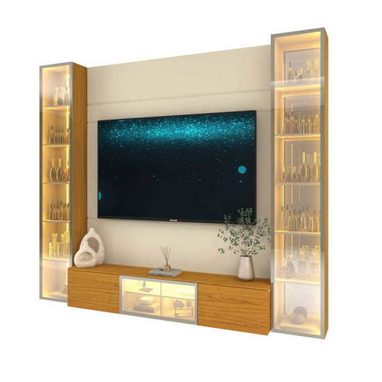 Home 2,30m Luminare Reflect Off White/Naturale com LED e Espelho para TV at� 70\" - Gelius