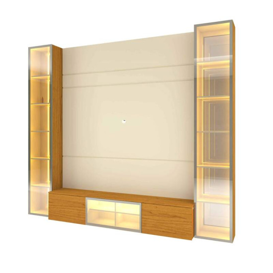 Home 2,30m Luminare Reflect Off White/Naturale com LED e Espelho para TV at� 70\" - Gelius