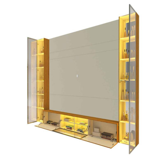 Home 2,30m Luminare Reflect Off White/Naturale com LED e Espelho para TV at� 70\" - Gelius