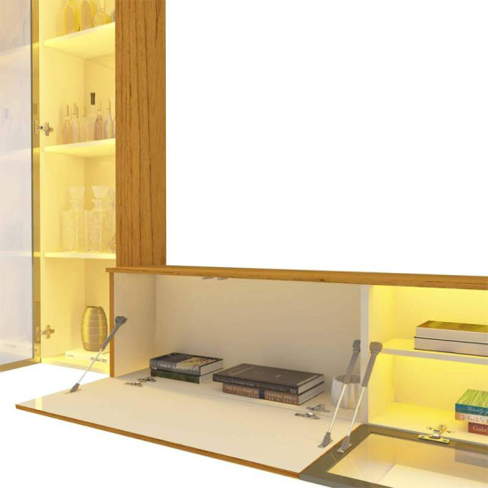Home 2,30m Luminare Reflect Off White/Naturale com LED e Espelho para TV at� 70\" - Gelius