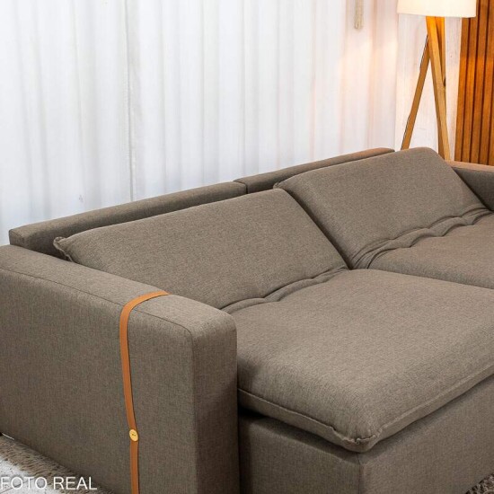 Sof� Retr�til Luma 2.30m Linho Marrom 28 - Sem Caixa