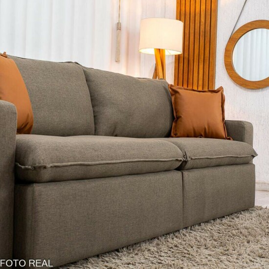 Sof� Retr�til Luma 2.30m Linho Marrom 28 - Sem Caixa