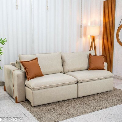 Sof� Retr�til Luma 2.30m Linho Bege 30 - Sem Caixa