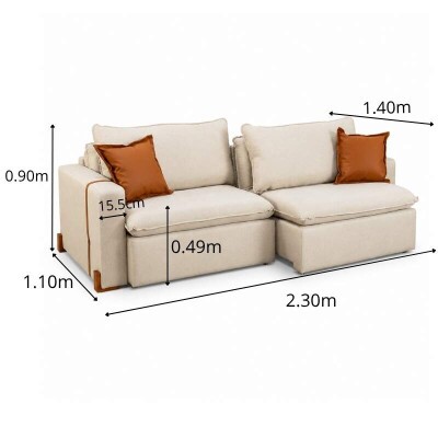 Sof� Retr�til Luma 2.30m Linho Bege 30 - Sem Caixa