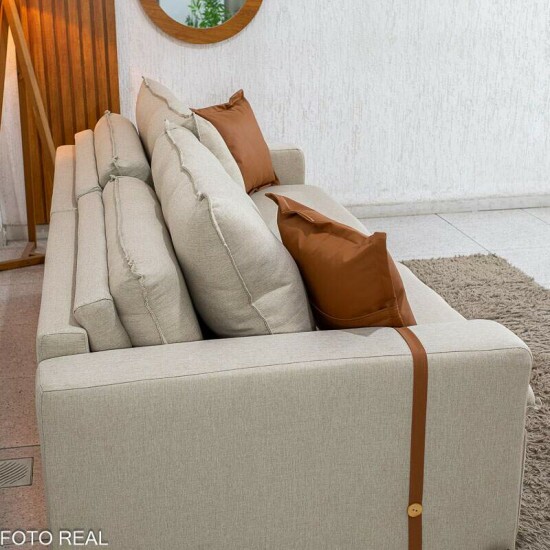 Sof� Retr�til Luma 2.30m Linho Bege 30 - Sem Caixa