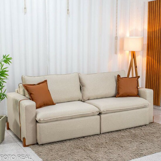 Sof� Retr�til Luma 2.30m Linho Bege 30 - Sem Caixa