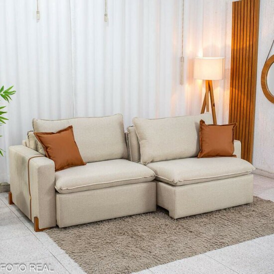 Sof� Retr�til Luma 2.30m Linho Bege 30 - Sem Caixa