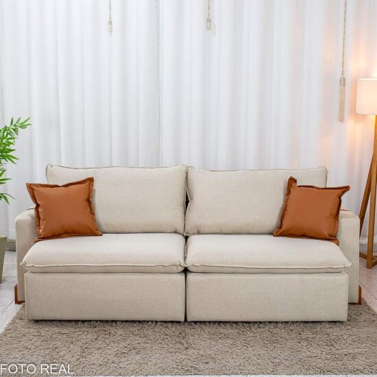Sof� Retr�til Luma 2.30m Linho Bege 30 - Sem Caixa