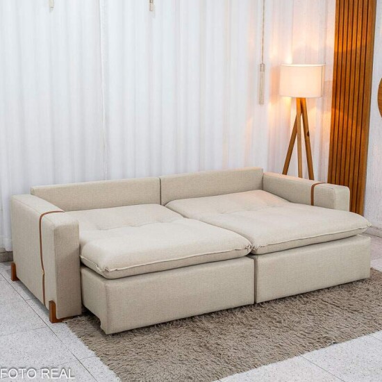 Sof� Retr�til Luma 2.30m Linho Bege 30 - Sem Caixa
