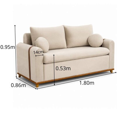 Sof� 3 lugares Kievi Larg. 1.80m Veludo Bege A32