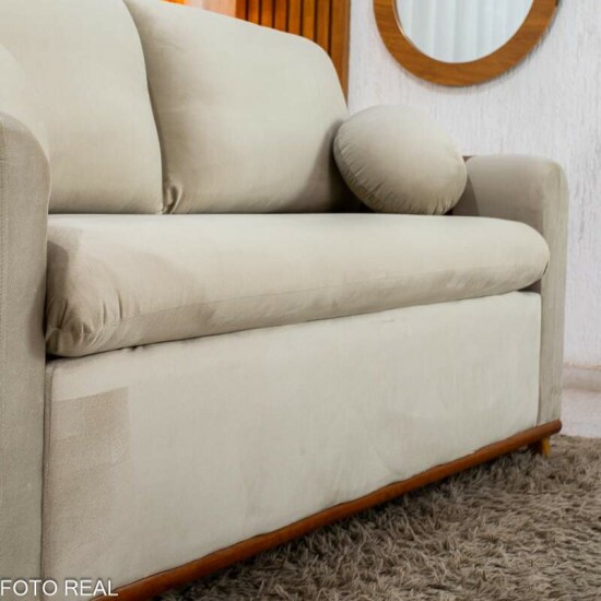 Sof� 3 lugares Kievi Larg. 1.80m Veludo Bege A32