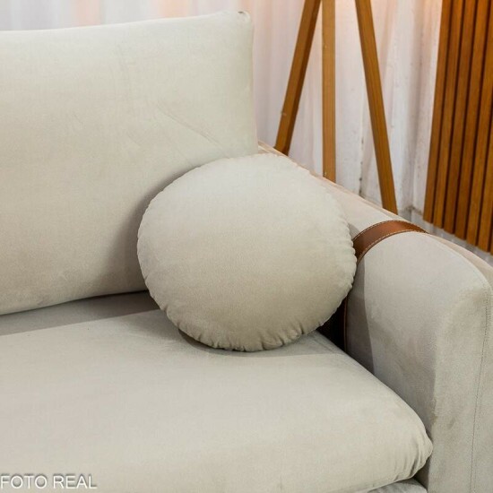 Sof� 3 lugares Kievi Larg. 1.80m Veludo Bege A32