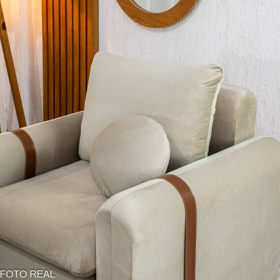Sof� 3 lugares Kievi + Poltrona Kievi Veludo Bege A32