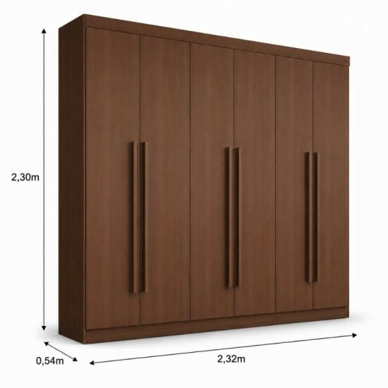 Guarda-roupa Monte Carlo Larg. 2.32m Castanho 6 Portas 6 Gavetas - D Doro