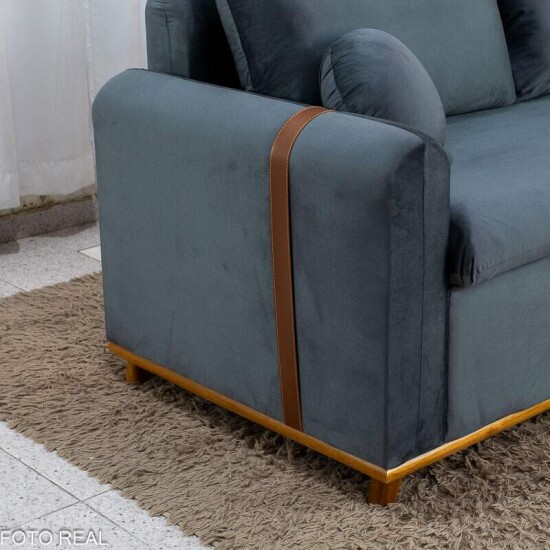Sof� 3 lugares Kievi Larg. 1.80m Veludo Grafite A15