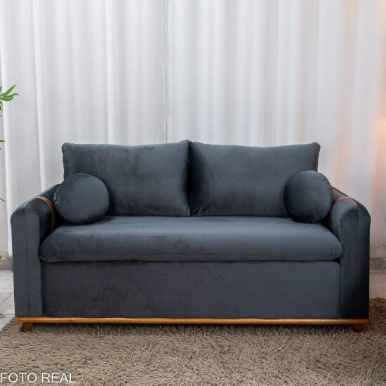 Sof� 3 lugares Kievi + Poltrona Kievi Veludo Grafite A15