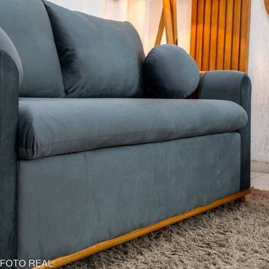Sof� 3 lugares Kievi + Poltrona Kievi Veludo Grafite A15