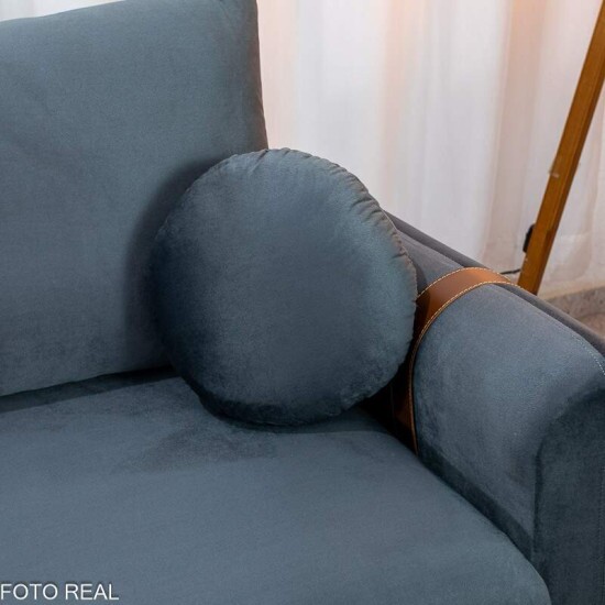 Sof� 3 lugares Kievi + Poltrona Kievi Veludo Grafite A15