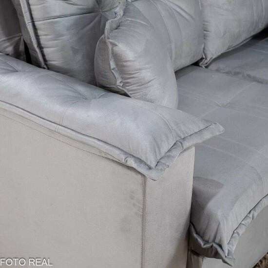 Sof� Retr�til Reclin�vel Bella 2.00m Veludo Prata 20