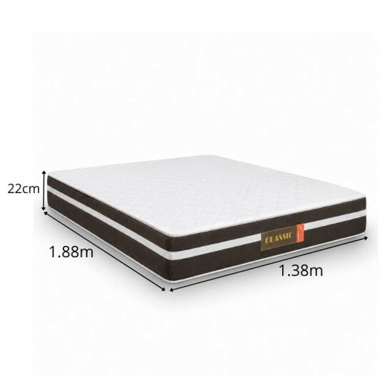 Colch�o Casal Classic 138x188x22 Molas Ensacadas - Bioflex | Suporta at� 240kg