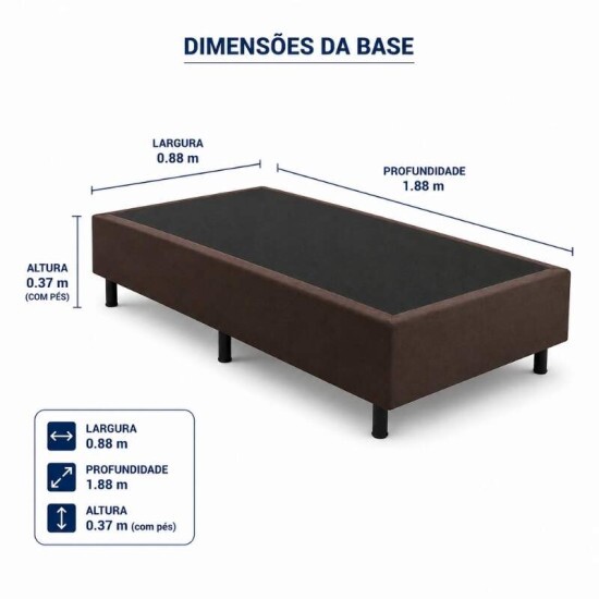 Colch�o Solteiro Classic Molas Ensacadas - Bioflex + Base Box Solteiro Sued Marrom Ortobel - 88x188x59 | Suporta at� 120kg