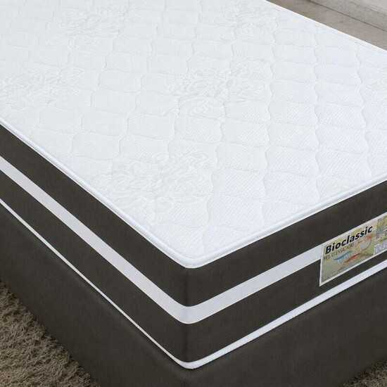 Colch�o Solteiro Classic Molas Ensacadas - Bioflex + Base Box Solteiro Sued Marrom Ortobel - 88x188x59 | Suporta at� 120kg