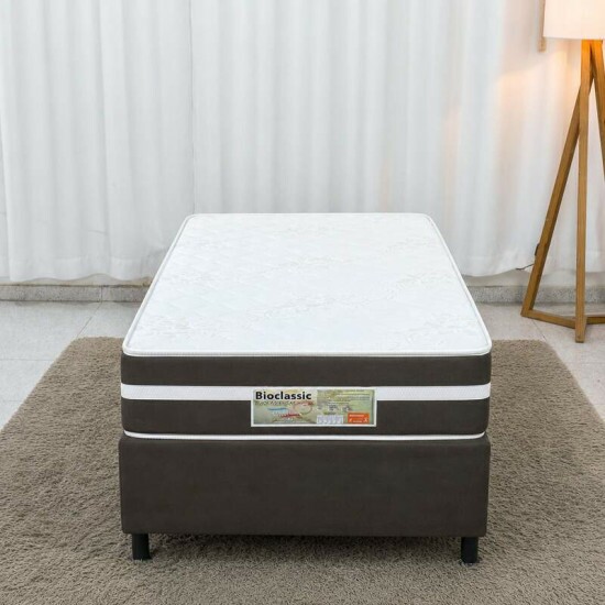 Colch�o Solteiro Classic Molas Ensacadas - Bioflex + Base Box Solteiro Sued Marrom Ortobel - 88x188x59 | Suporta at� 120kg