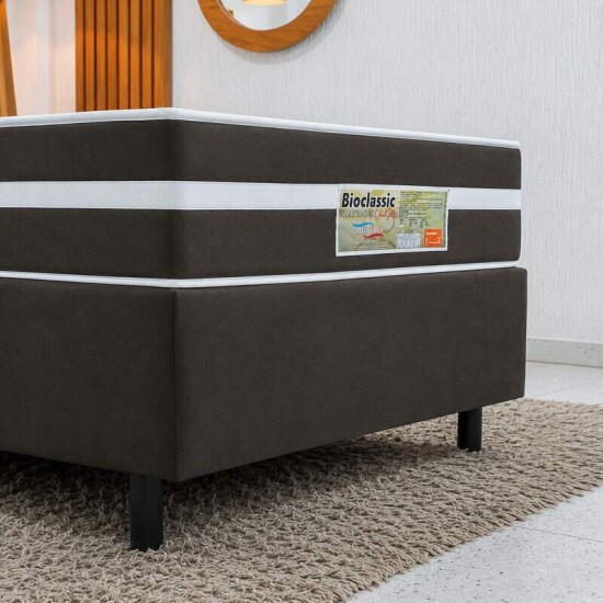 Colch�o Solteiro Classic Molas Ensacadas - Bioflex + Base Box Solteiro Sued Marrom Ortobel - 88x188x59 | Suporta at� 120kg