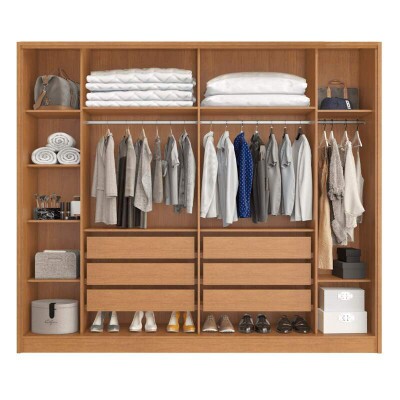 Guarda-roupa Barcelona Larg. 2.44m Naturale/Off 6 Portas 6 Gavetas - Bianchi