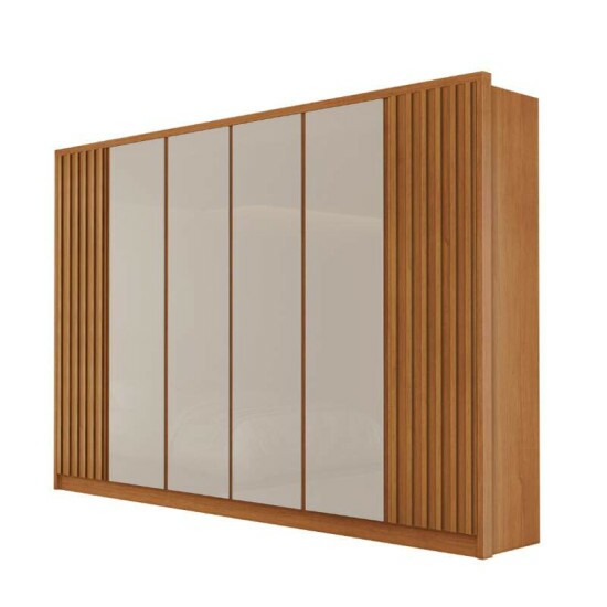 Guarda-roupa Barcelona Larg. 2.44m Naturale/Off 6 Portas 6 Gavetas
